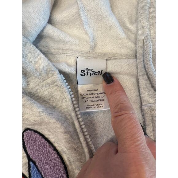 Disney Christmas STITCH Gray Full Zip Hoodie Size S - Picture 9 of 11
